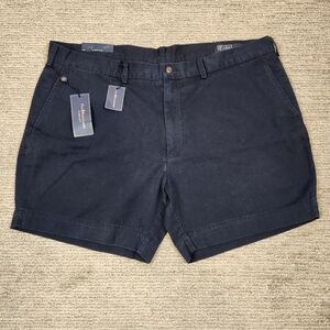 New Polo Ralph Lauren Classic Fit Navy Cotton Flat Front 6" Shorts Mens 42